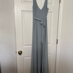 Show Me Your MuMu Dusty Blue Sleeveless Maxi Dress with Tie Belt